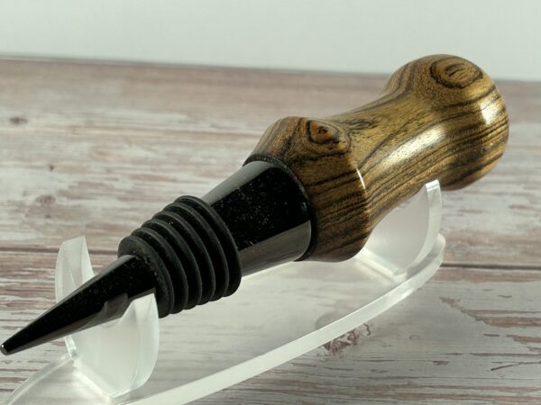 Hand Turned Zebrawood Wine Stopper - Image 2