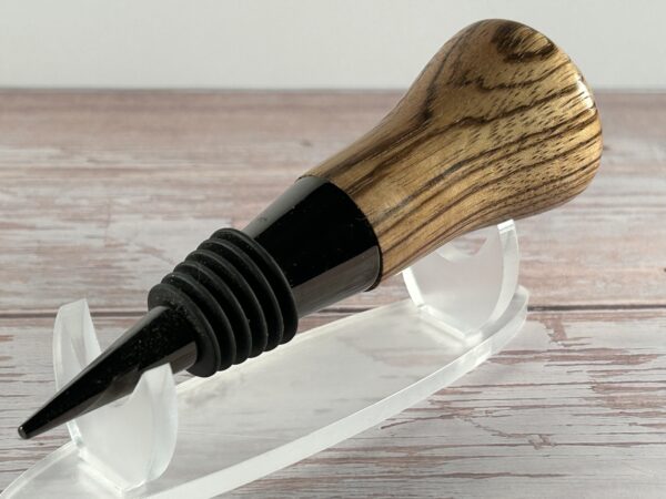 Hand Turned Zebrawood Wine Stopper - Image 2