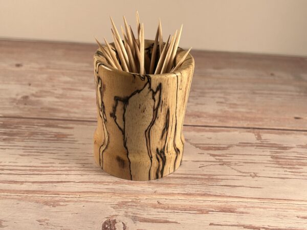 Hand Turned Spalted Tamarind Toothpick Holder